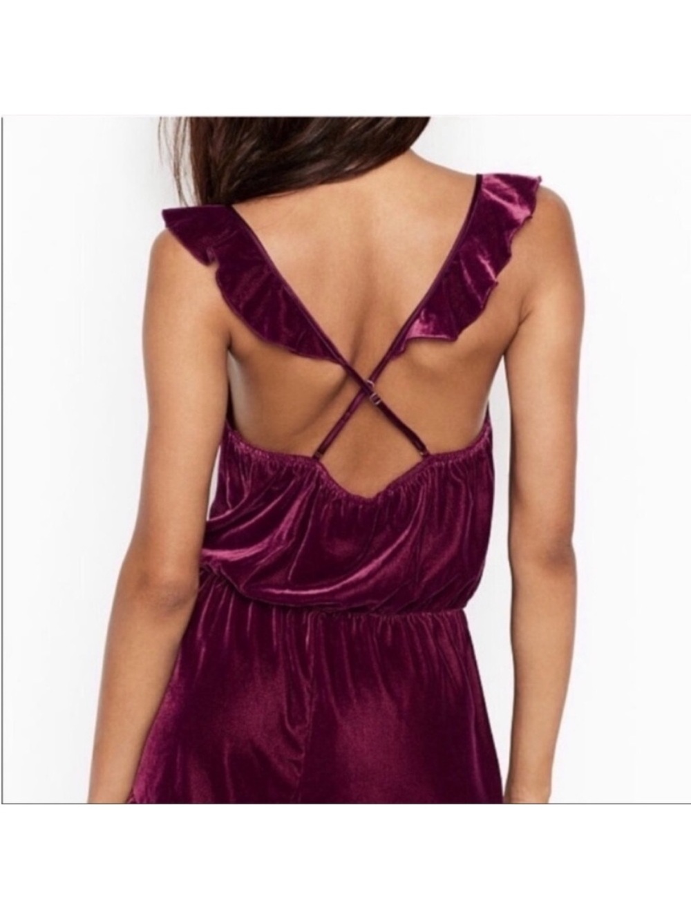 Victoria’s Secret Velvet Romper in Burgundy. Small. NWT. - Picture 10 of 13